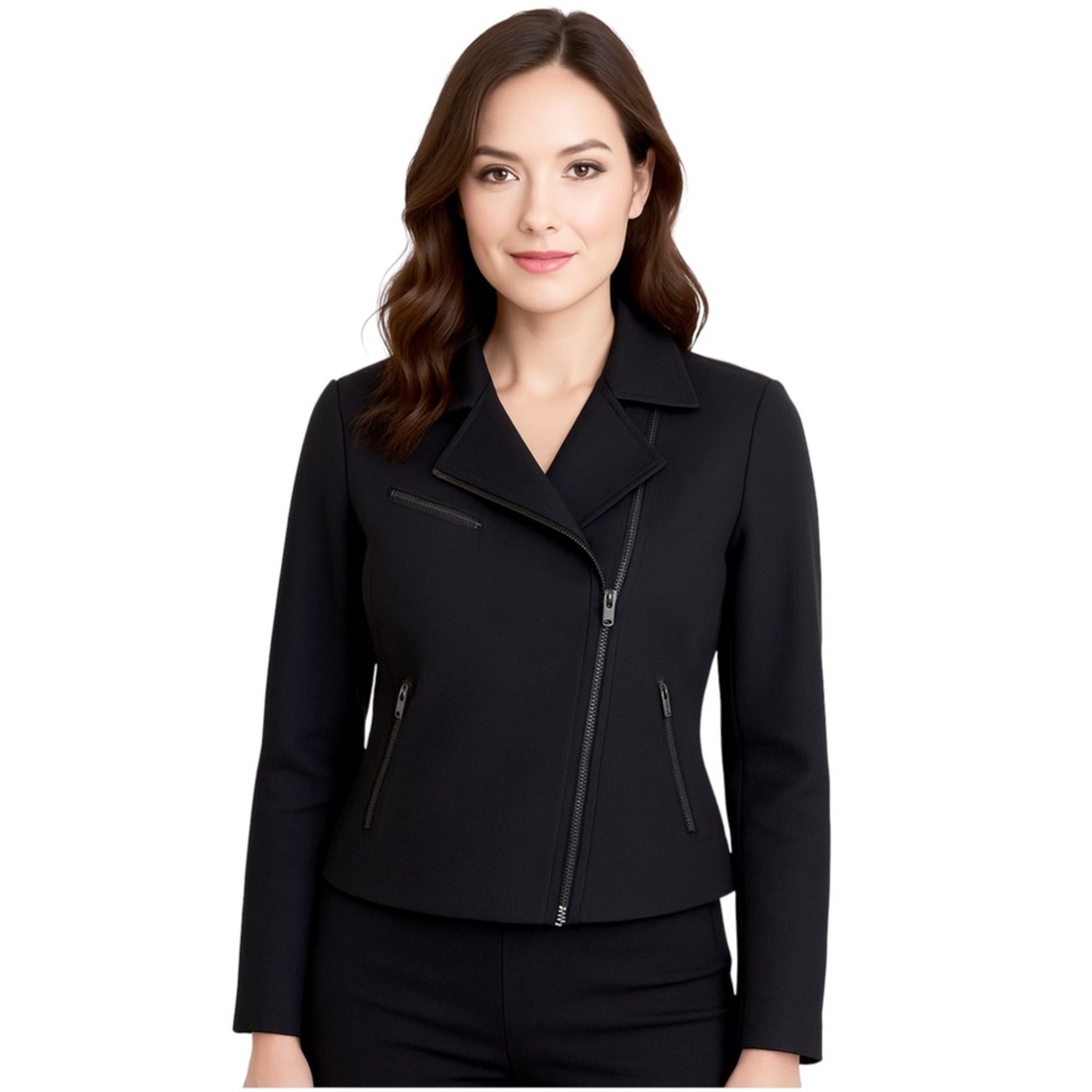 Eileen Fisher Black Asymmetrical Zip Jacket